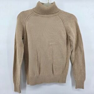 Jeanne Pierre Tan Cotton Knit Turtleneck Sweater Women Size S Casual Basic